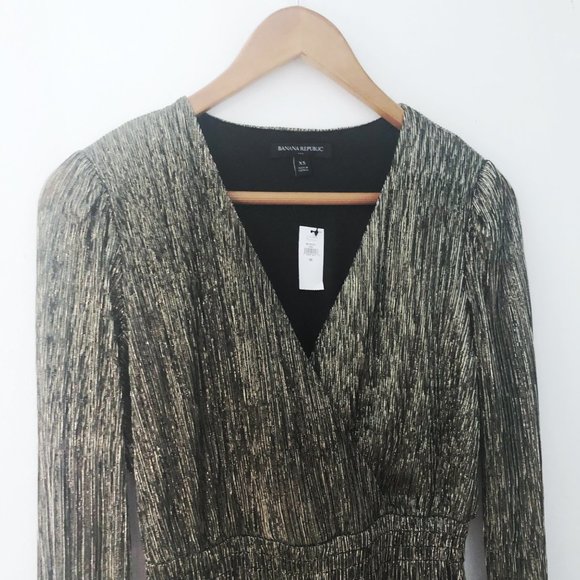 Banana Republic Metallic Shimmer Fit-And-Flare Dress - Picture 3 of 12